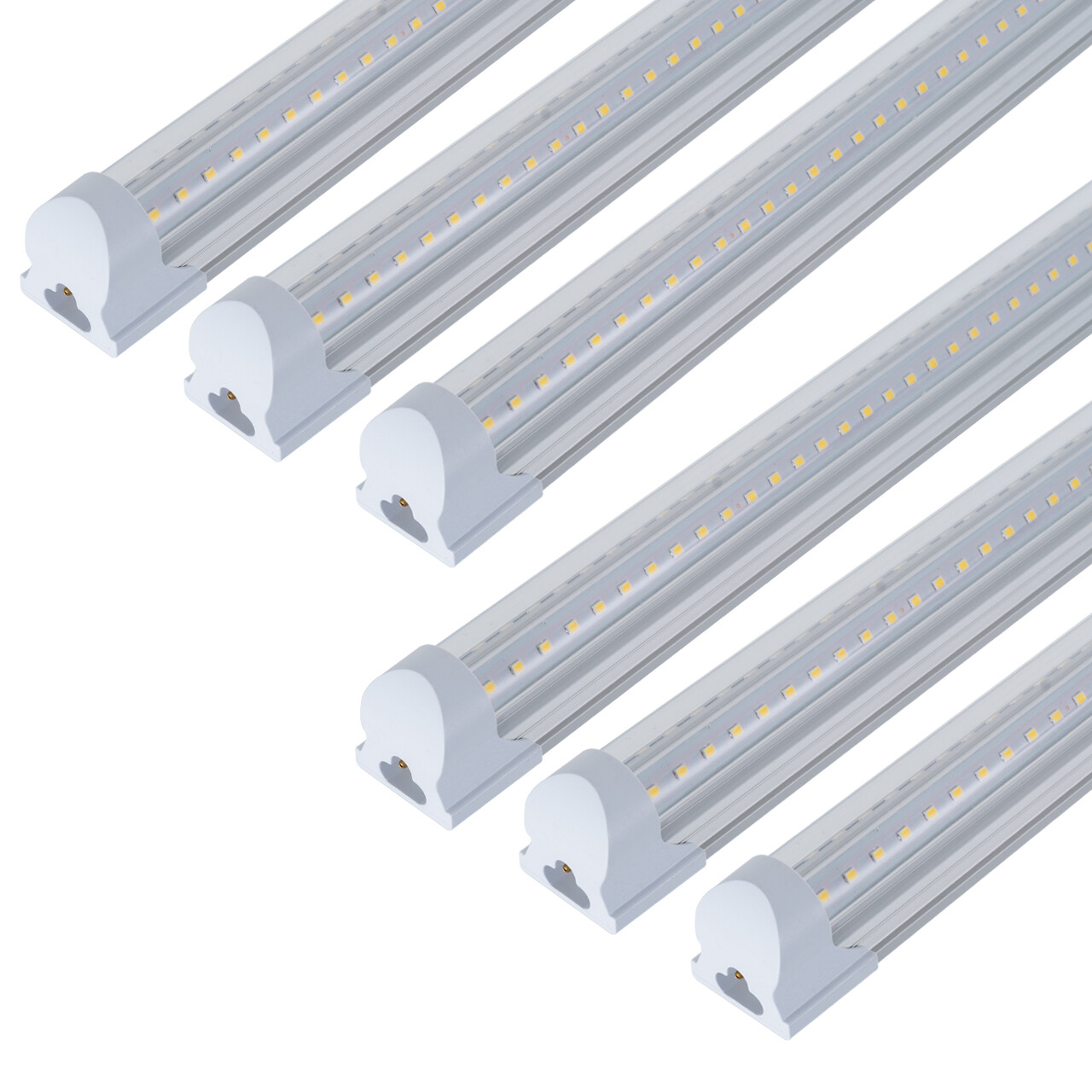 6 PACK 8FT Led Tube Light Fixture(Super Bright White) for Garage Shop Warehouse