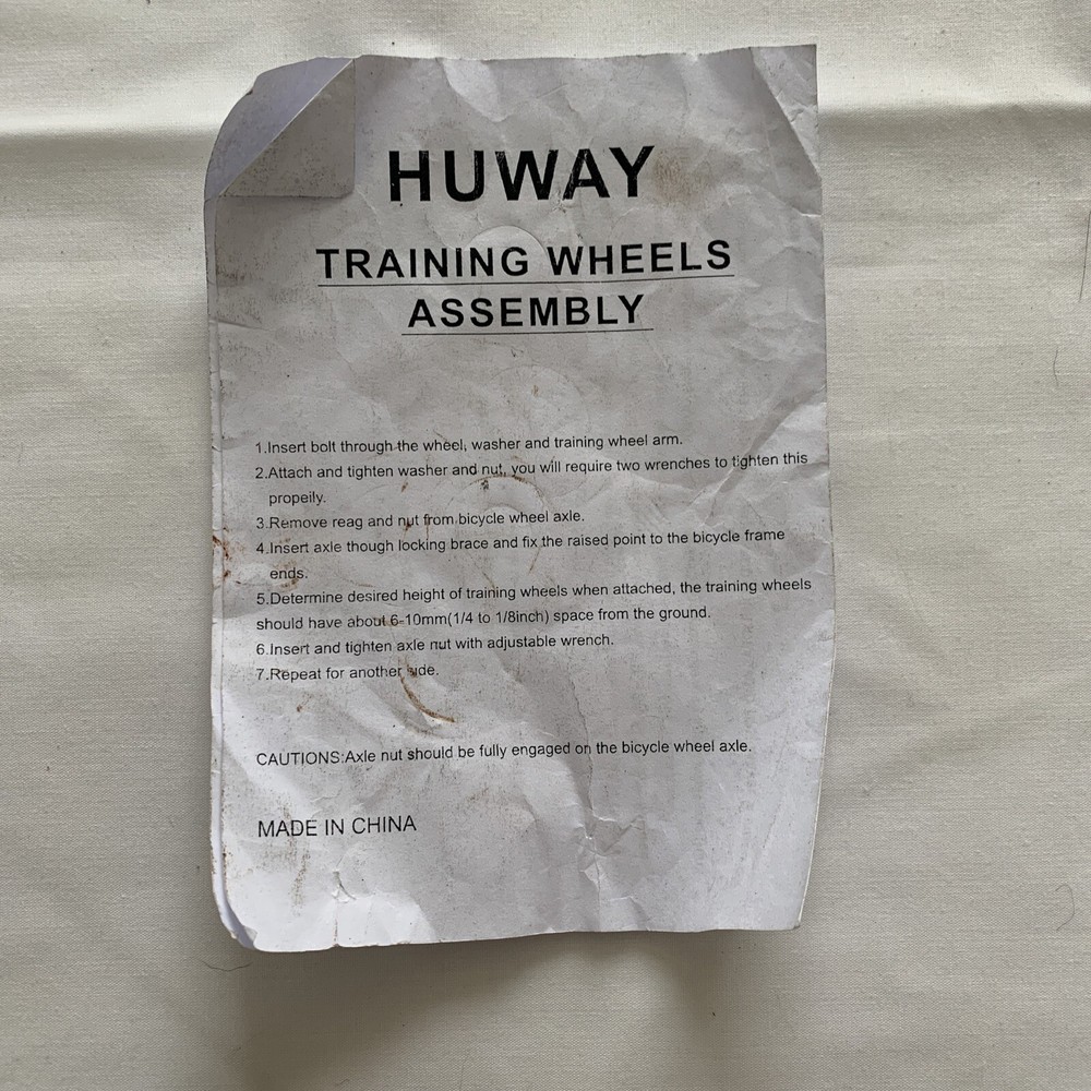 HUWAY Training Wheels for Children's Bicycle , Stabilizer, Black (Open Package)