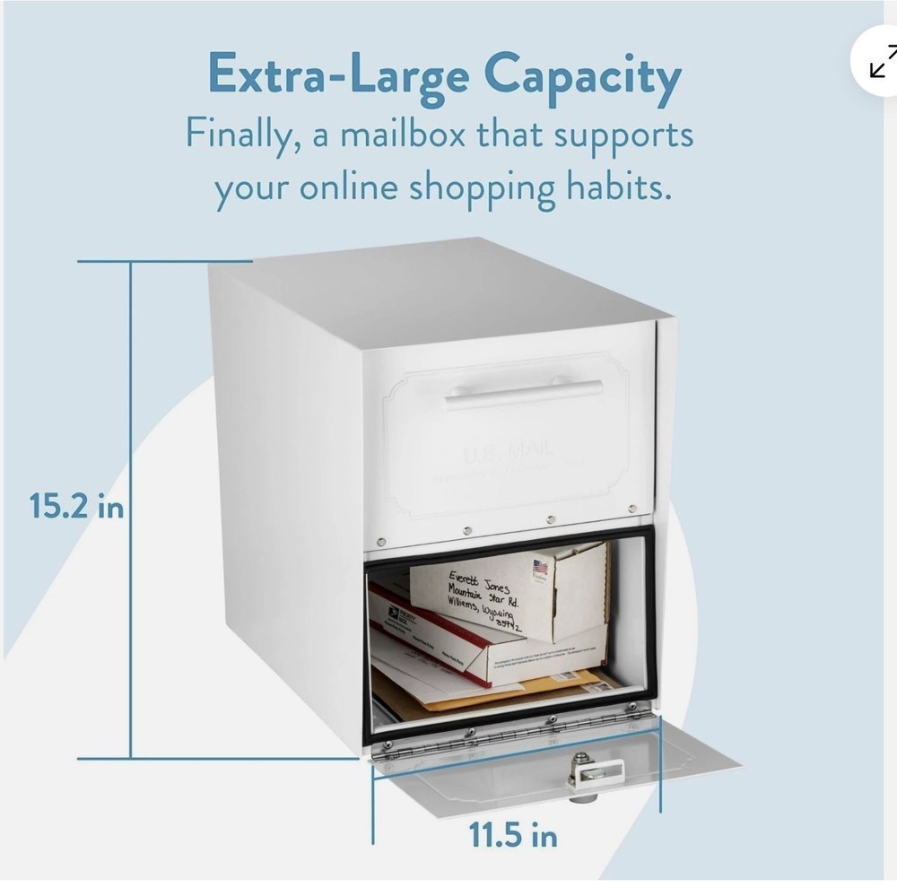 Architectural Mailboxes Oasis Classic Large High Security Parcel Mailbox, White