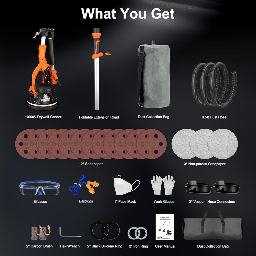 Professional Drywall Sander with Extendable Handle and Efficient Dust Collection