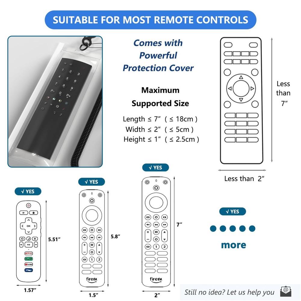 HaisWonsa Retractable TV Remote Tether - 10ft Leash Attachment, Never Black
