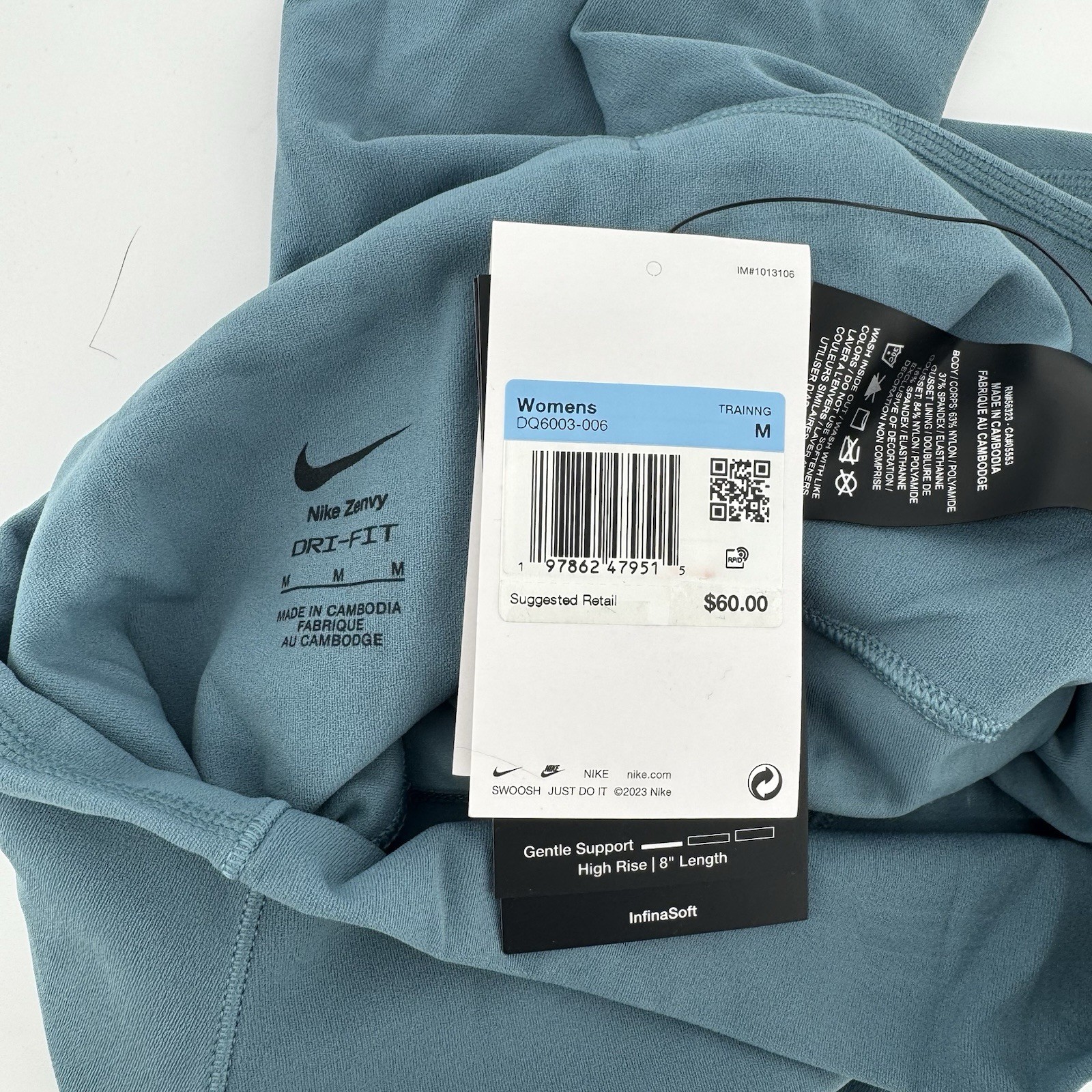 Nike Women's Zenvy Gentle-Support High-Waisted 8" Biker Shorts Smoke Blue Size M