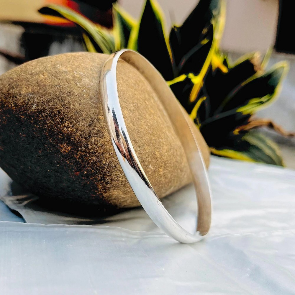 1 Pc 925 Solid Silver Bangle, Unisex Bracelet Bangle kada