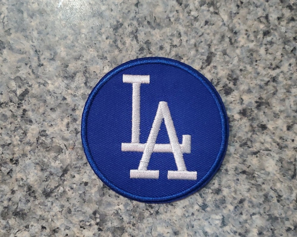 LA Dodgers Round Style Patch. Embroidered. Iron On Backing. 3"x3"