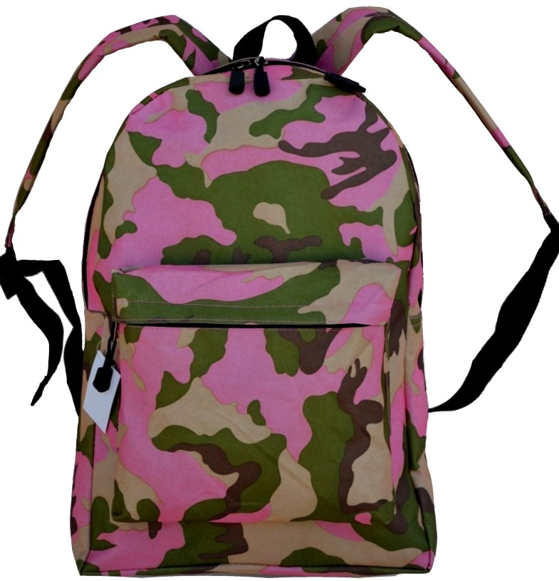 Pink Camouflage Backpack - 17" x 13" x 7"