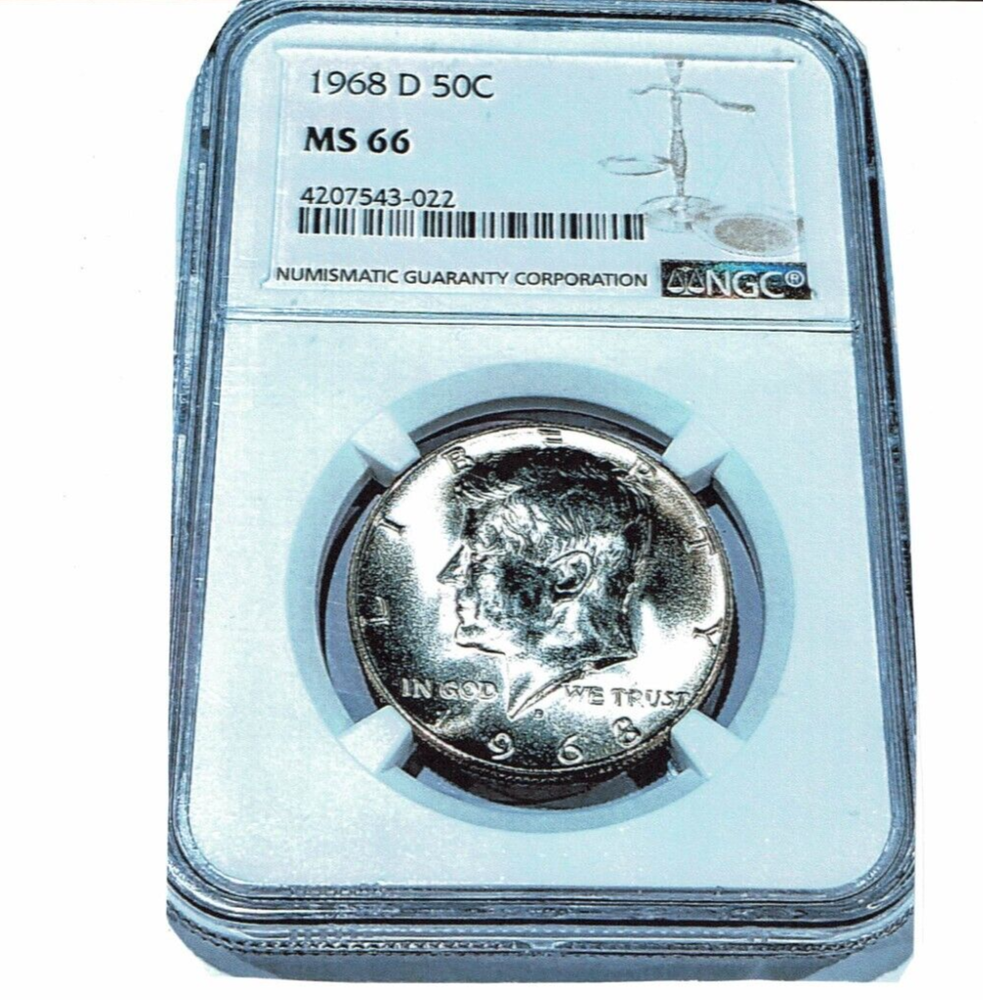1968- D KENNEDY HALF DOLLAR MS 66 SILVER