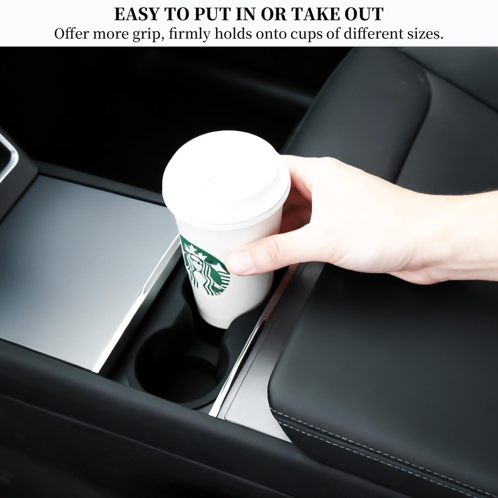 Cup Holder Insert for Tesla Model Y & Model 3 Removable, Washable Accessory