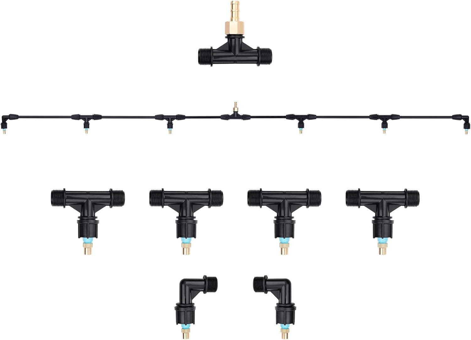 6-Nozzle Poly Boom Wand with 3/8" Brass Fitting, 7.5 Ft. ATV Sprayer Boom, Wide-