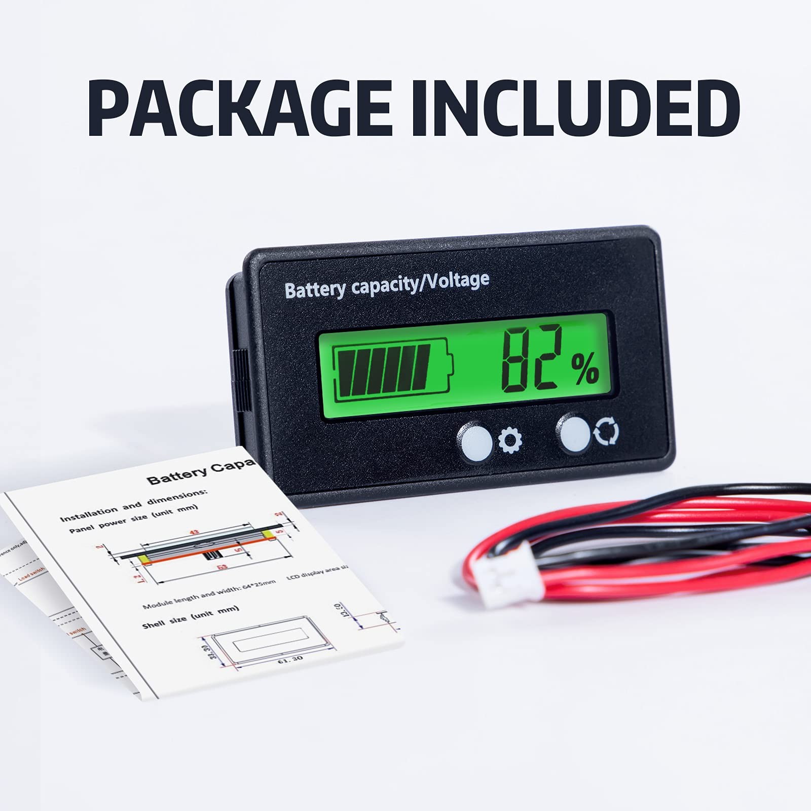 12V 24V 36V 48V Battery Capacity Indicator Golf Cart Voltage Meter with LCD D...
