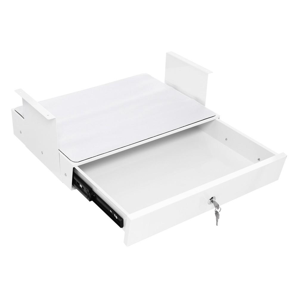 Under Table Sliding Drawer Pull Out Storage Box White Metal Desk Organizer