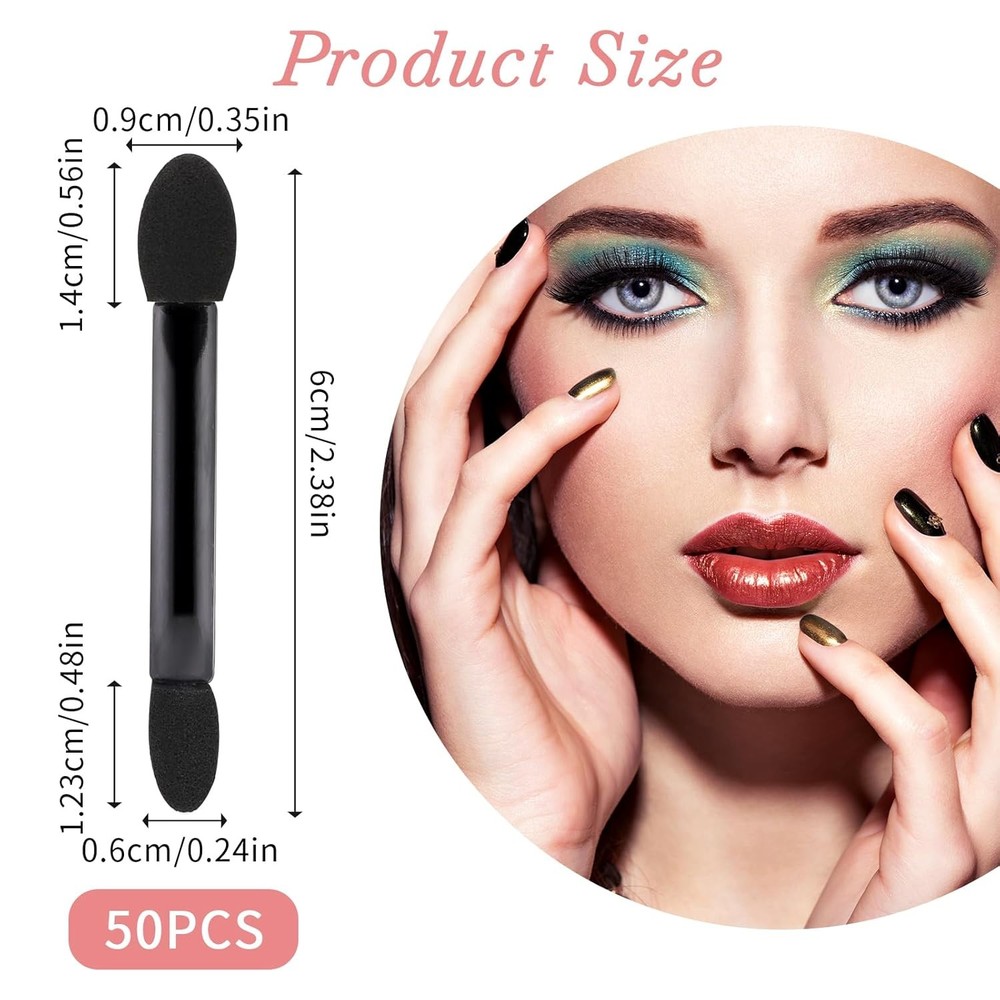 50 Pcs Disposable Double Head Eyeshadow Sponge Brushes Eyeshadow Applicators Dua