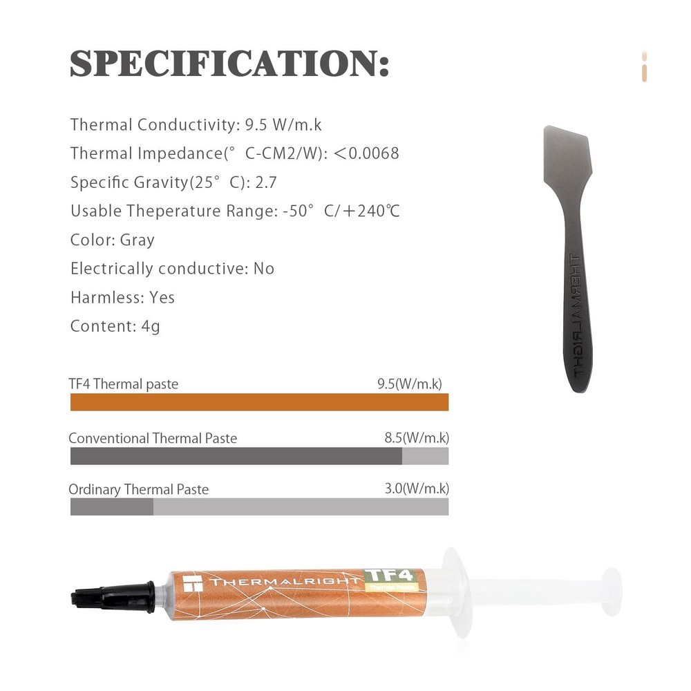Effortless Application TF4 4g Thermal Paste - Reliable Cooling for CPUs/GPUs