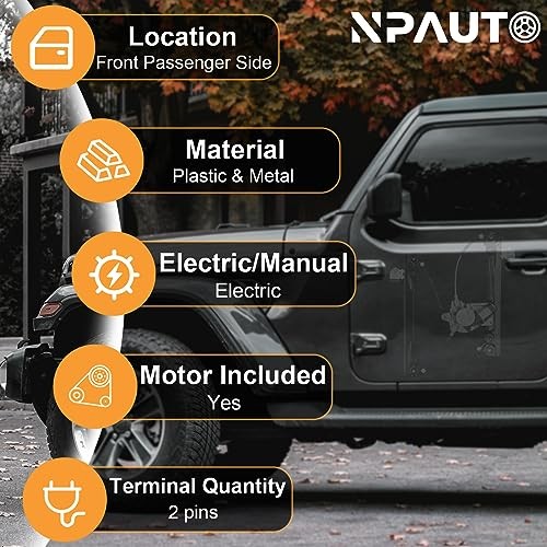 NPAUTO Front Right Passenger Side Power Window Regulator with (2-Pin Motor)