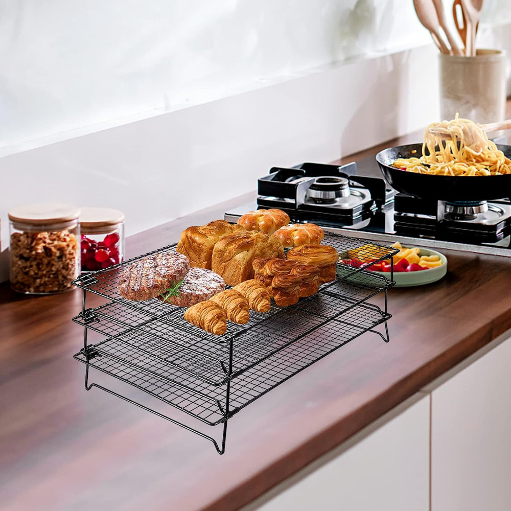 Upgraded Stackable Cooling Rack for Baking,3 Tier Jerky Rack Cooling Racks for C