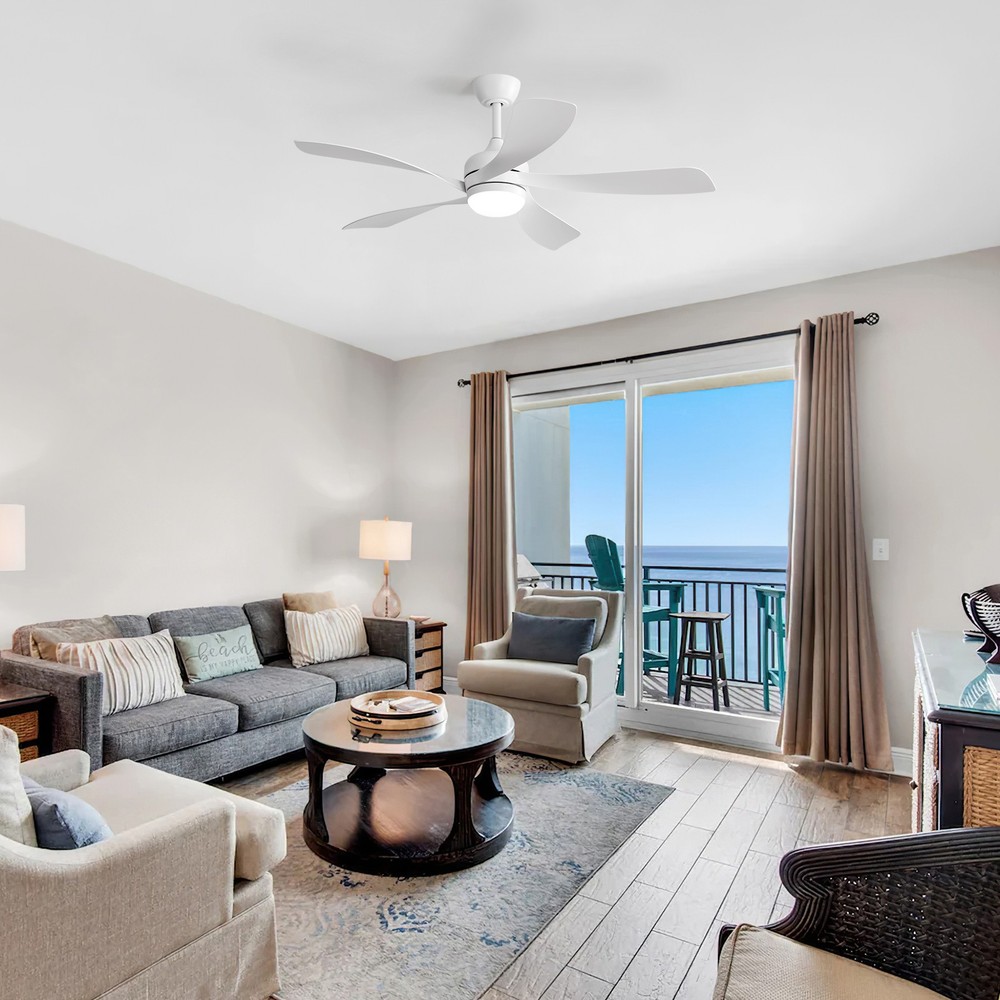 52inch White,Ceiling Fan,3-Color LED,Memory Function,6 Adjustable Speeds,Remote.