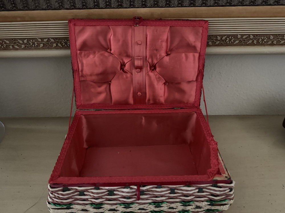 Vintage Woven Wicker Sewing Basket