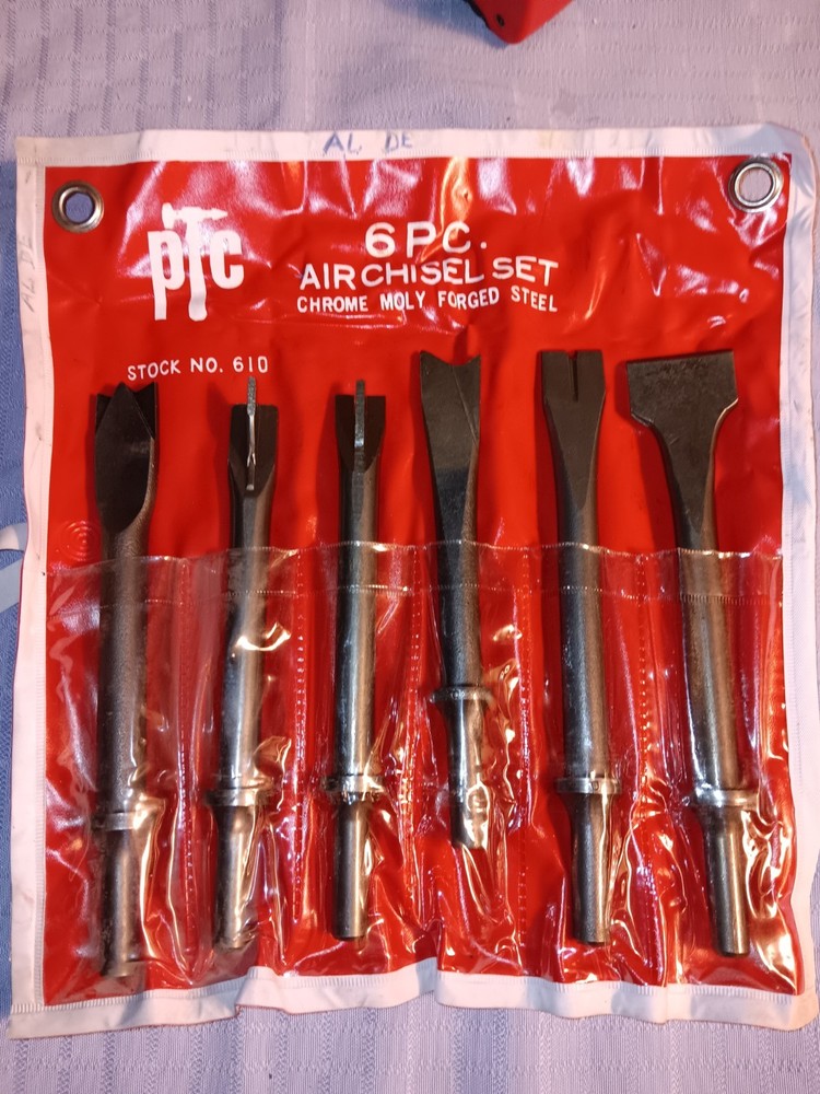 P t c six piece air chisel ,  set. Q Quick change.