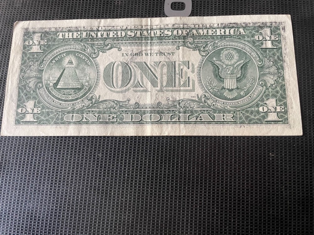 1995 $1 error note OFFSET FRONT TO BACK
