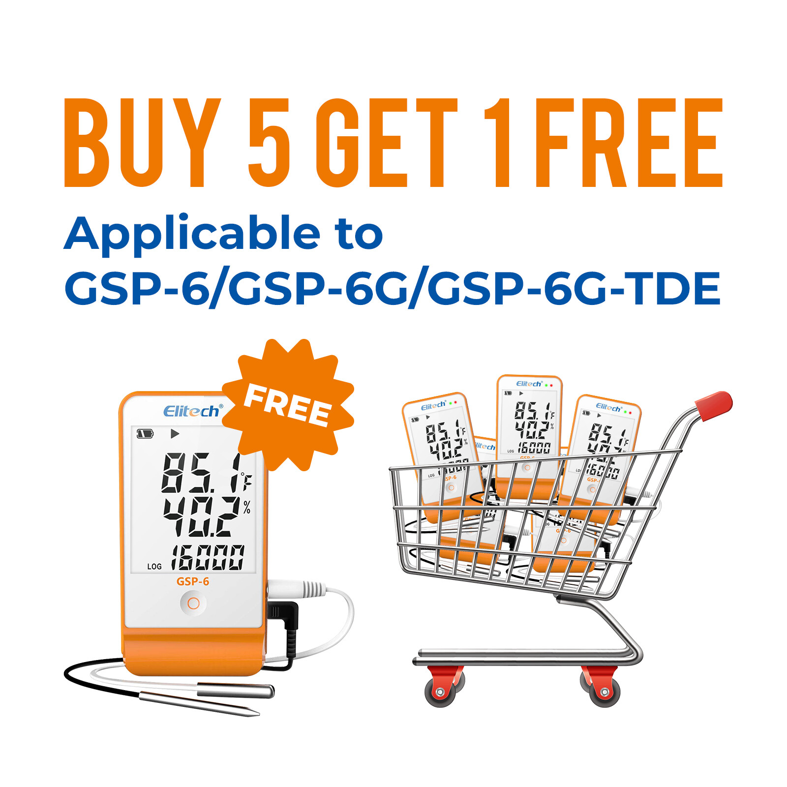 Elitech Temperature Humidity Data Logger GSP-6/6G/6G-TDE Thermometer Vaccine