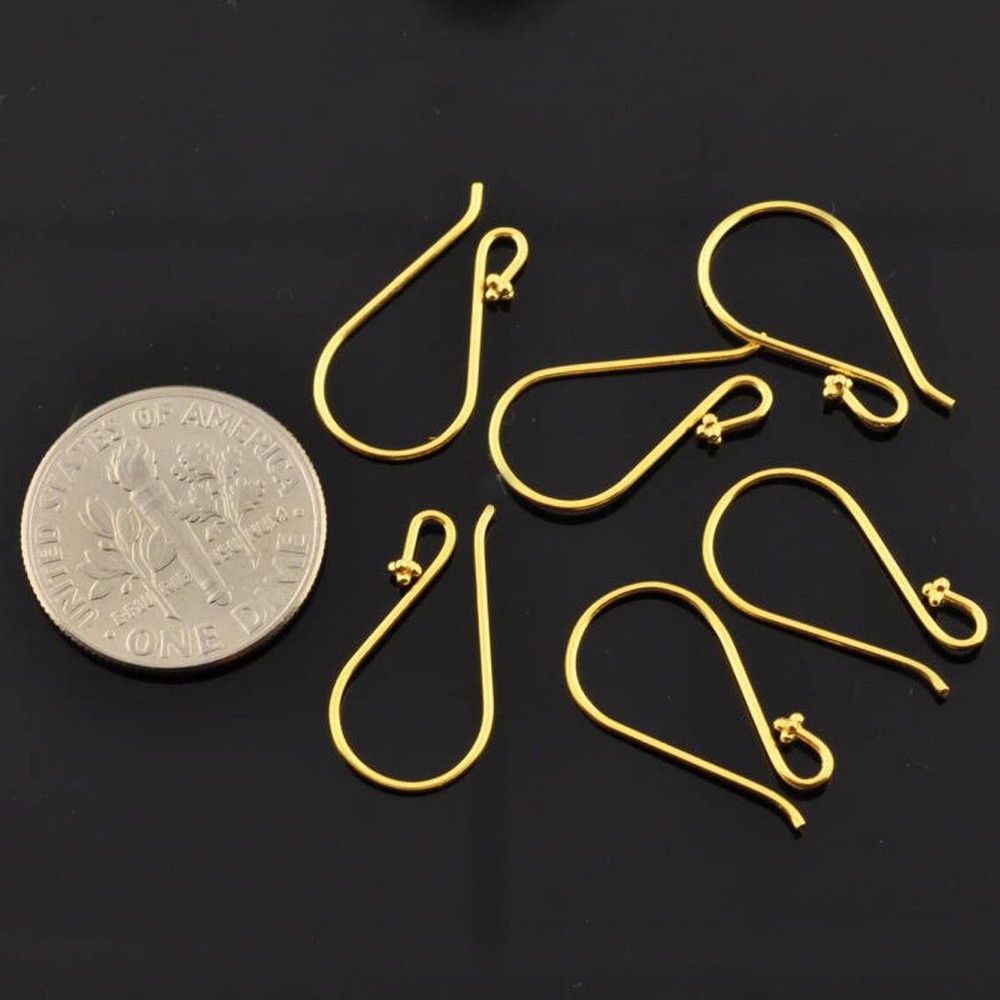 18k Solid Yellow Gold Earwires With Daisy Ends 1 pair