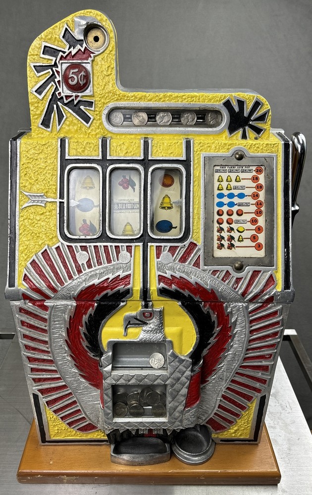 ANTIQUE MILLS WAR EAGLE 5 CENT SLOT MACHINE