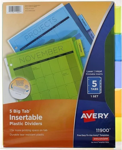 Avery Big Tab Plastic Insertable Dividers (11900)