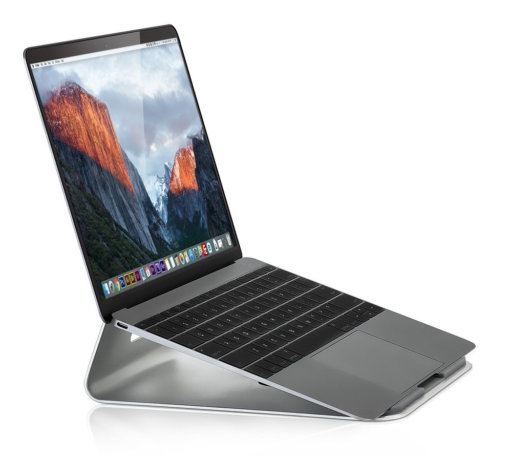 Mount-It! Tilted Laptop Riser for MacBook and iPad Pro - Ergonomic Silver