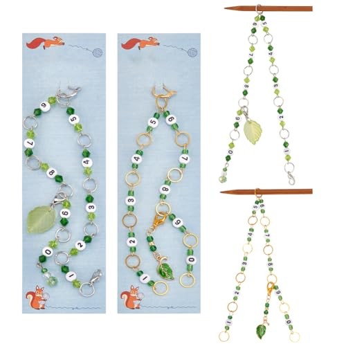 2 Pcs Leaf Charms Knitting Row Counter Chains, 2 Pcs Leaf Stitch Markers