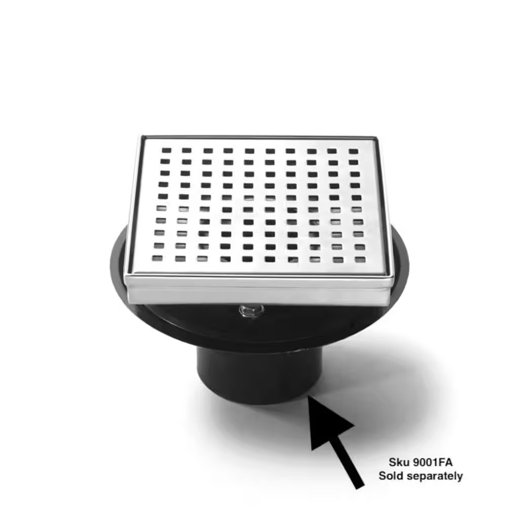 6 In. Square Stainless Steel Shower Drain - Square Hole Pattern