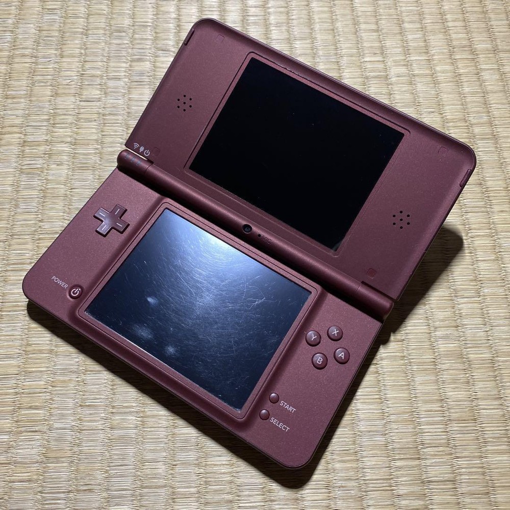 Nintendo DSi LL Wine Red Console Box All Accessories Set Working