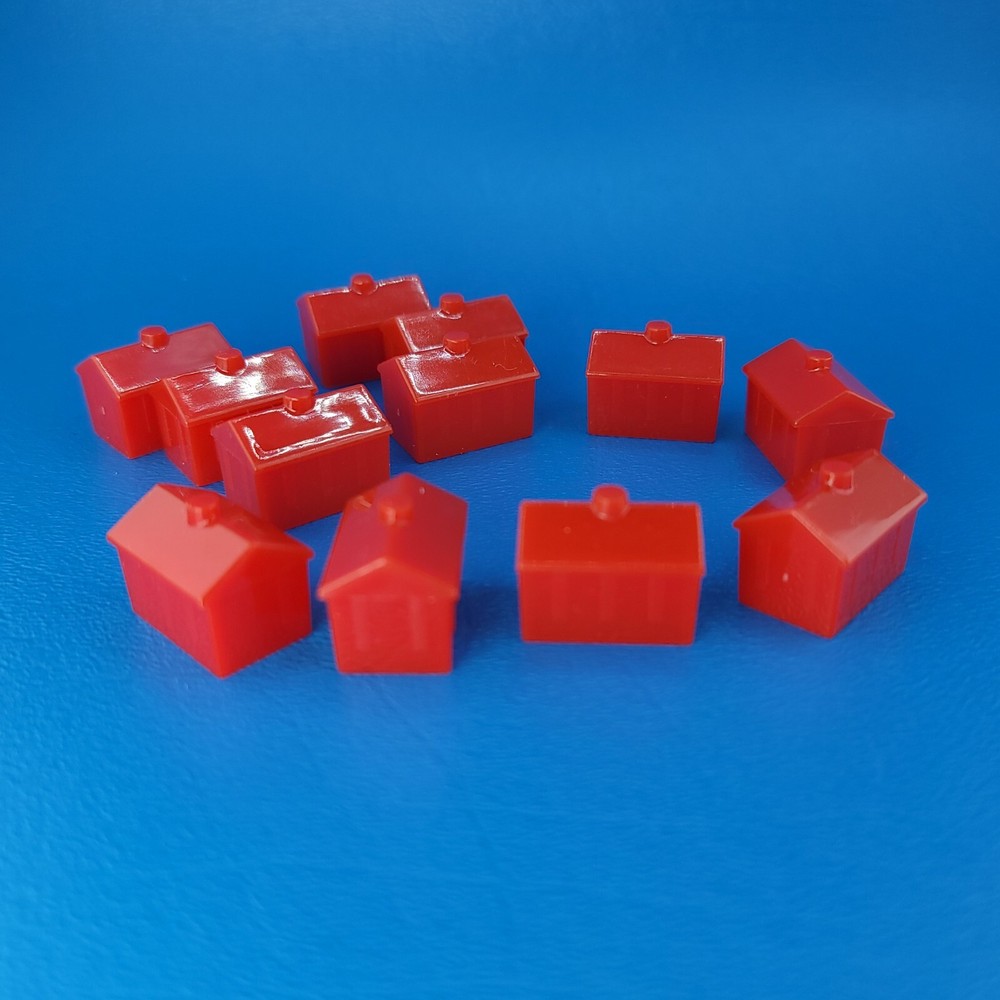 Monopoly 12 Red Hotels Replacement Game Piece Plastic Complete Set