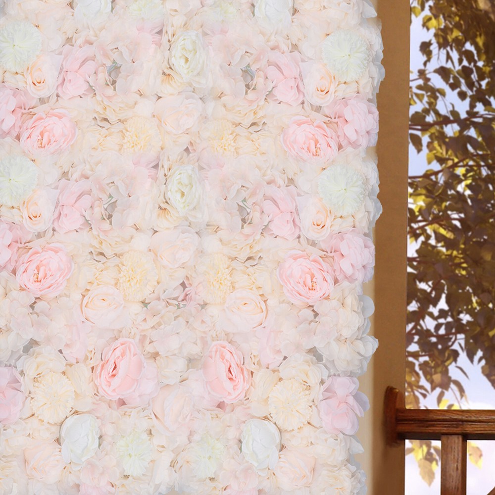 6x 60x40cm Silk Rose Artificial Flower Wall Panel Wedding Backdrop Decoration