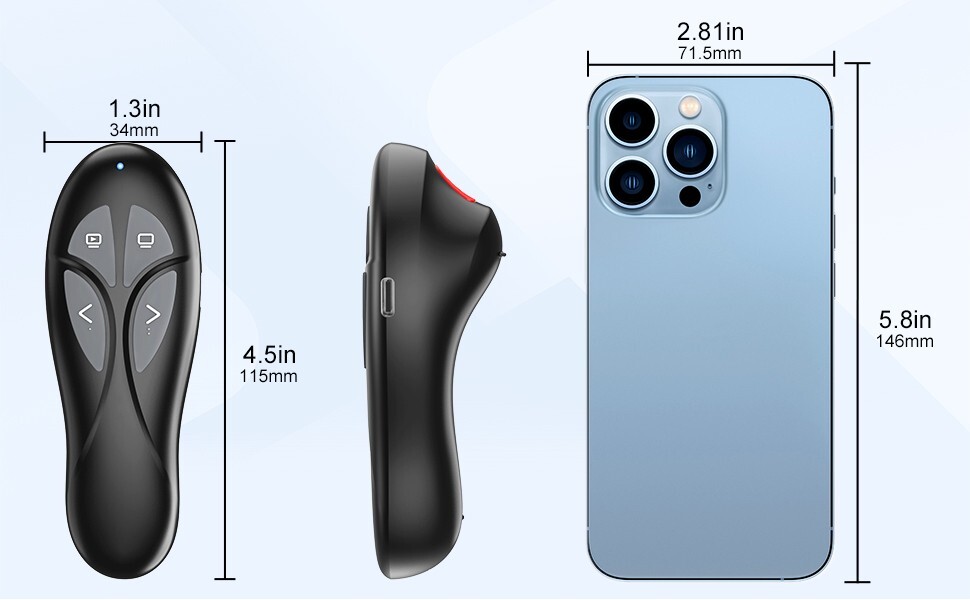 Presentation Clicker PowerPoint Wireless Presenter Remote: USB Type C Rechargeab