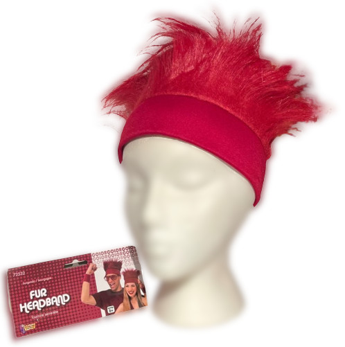 BURGUNDY RED FUR HEADBAND Funny Clown Wig Punk Spike Hair Hat Team Costume Furry