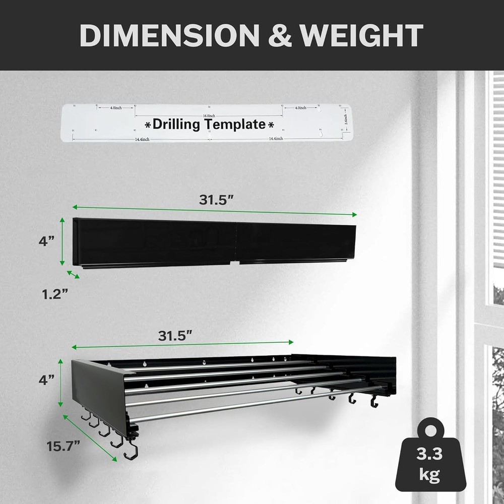 Retractable Clothes Drying Rack – Easily Install & Foldable for Small Spaces
