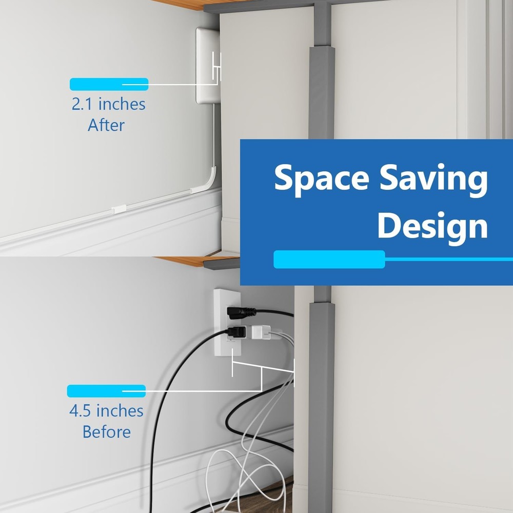 LIDER Flat-Face Outlet Extender with 3 Receptacles, Ultra-Thin 2 Pack, White
