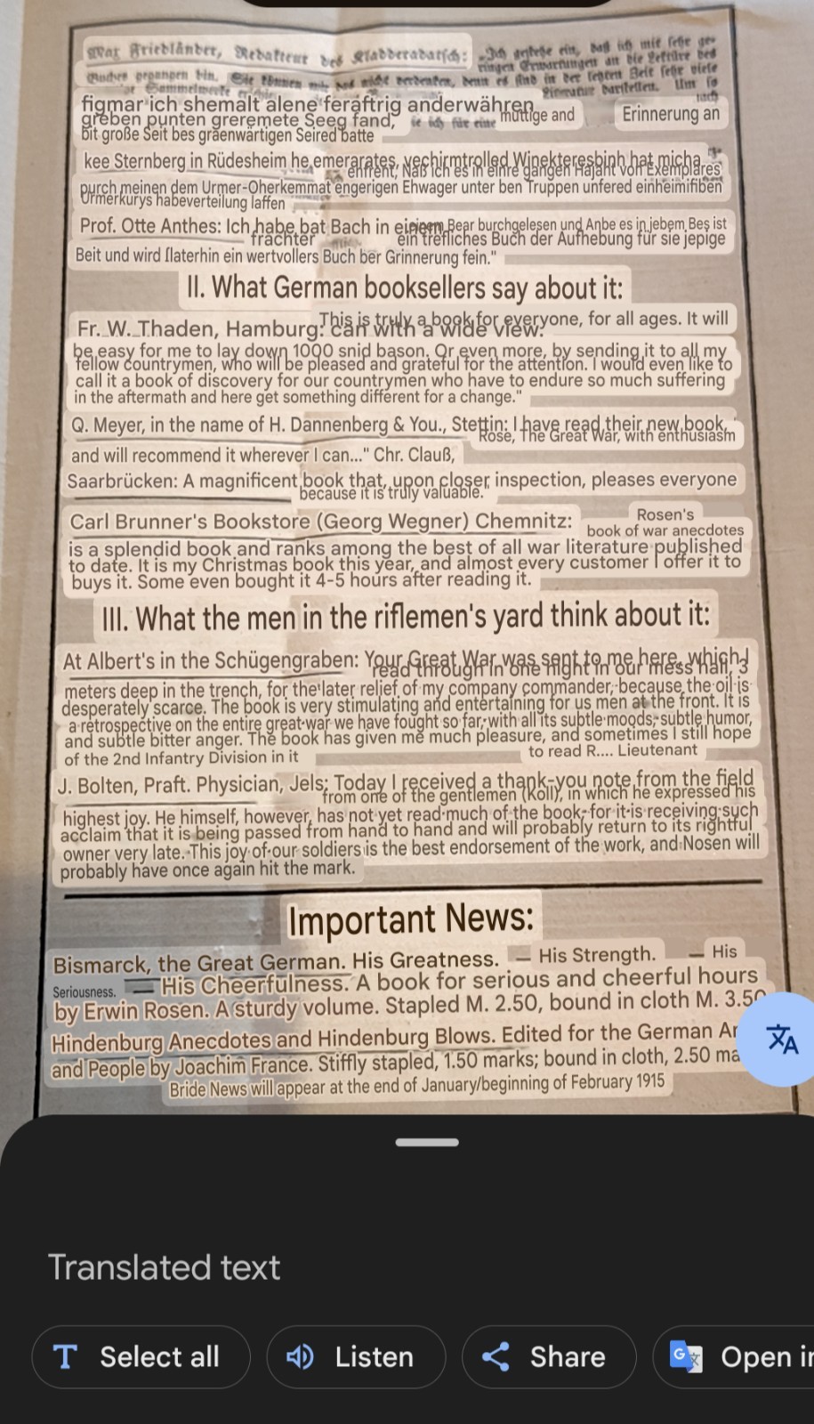 Rare 1914 German Advertisement Flyer "Der große Krieg" The Great War Book Series