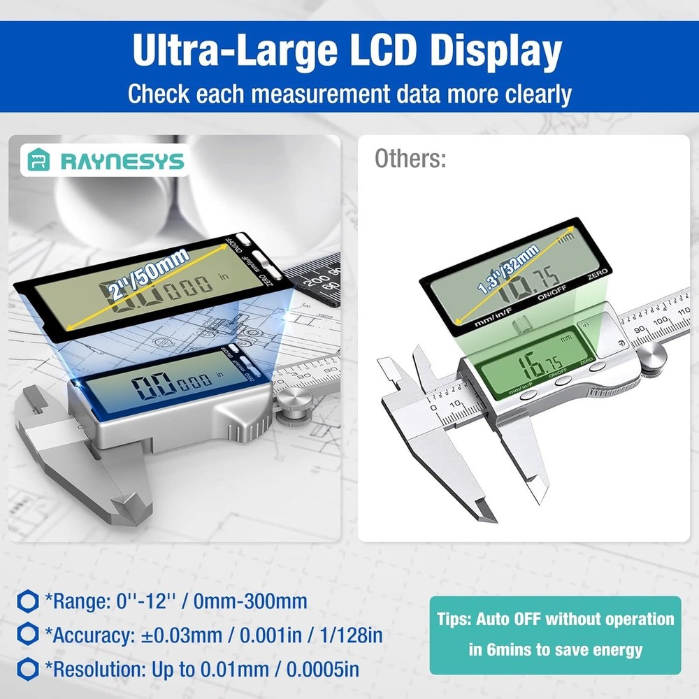 High-Accuracy 6" Digital Caliper with Depth Probe & Waterproof Stainless Design