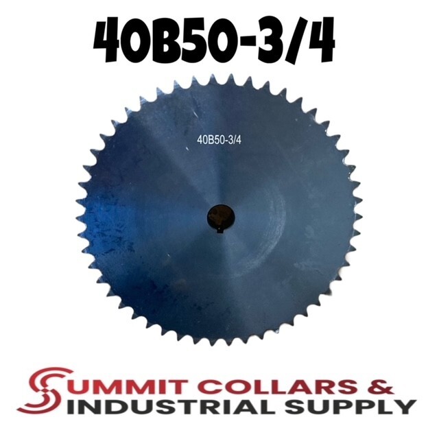 Summit Collars, #40 Roller Chain Sprocket B Type 3/4" Bore 50 Tooth
