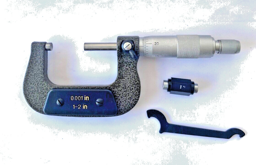 Outside Micrometer 1 to 2 inch X 0.0001" Solid Metal Frame carbide tip