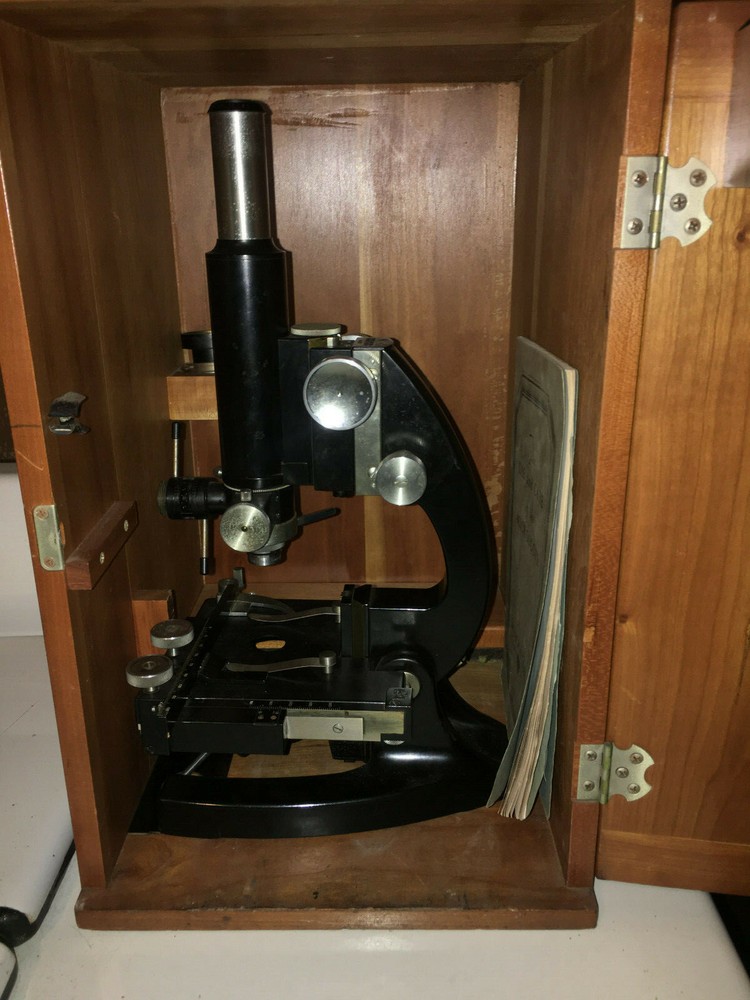 Vintage Bausch & Lomb Microscope w/ Wood Case