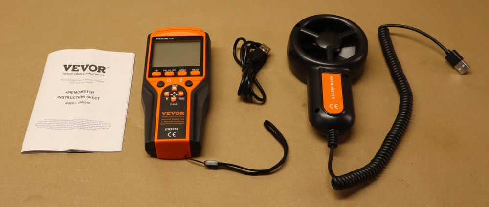 VEVOR Portable Anemometer Split Design, Temp Range 14℉-140℉, LED Screen Digital
