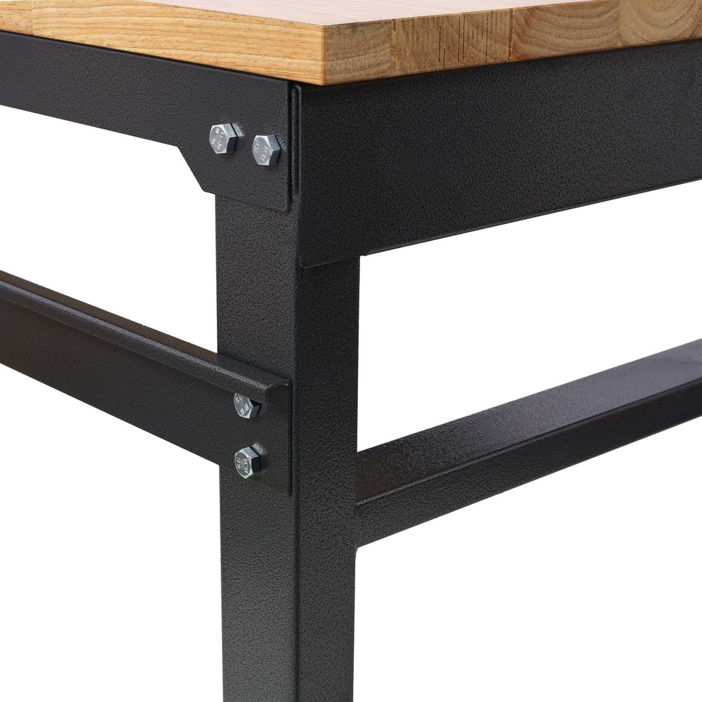 60" Garage Rolling Workbench Adjustable Height Metal Tool Bench Black