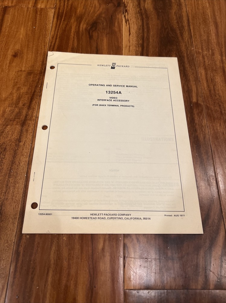 HP 13254A Video Interface Accessory Operating & Servicing Manual ~ 13254-90001