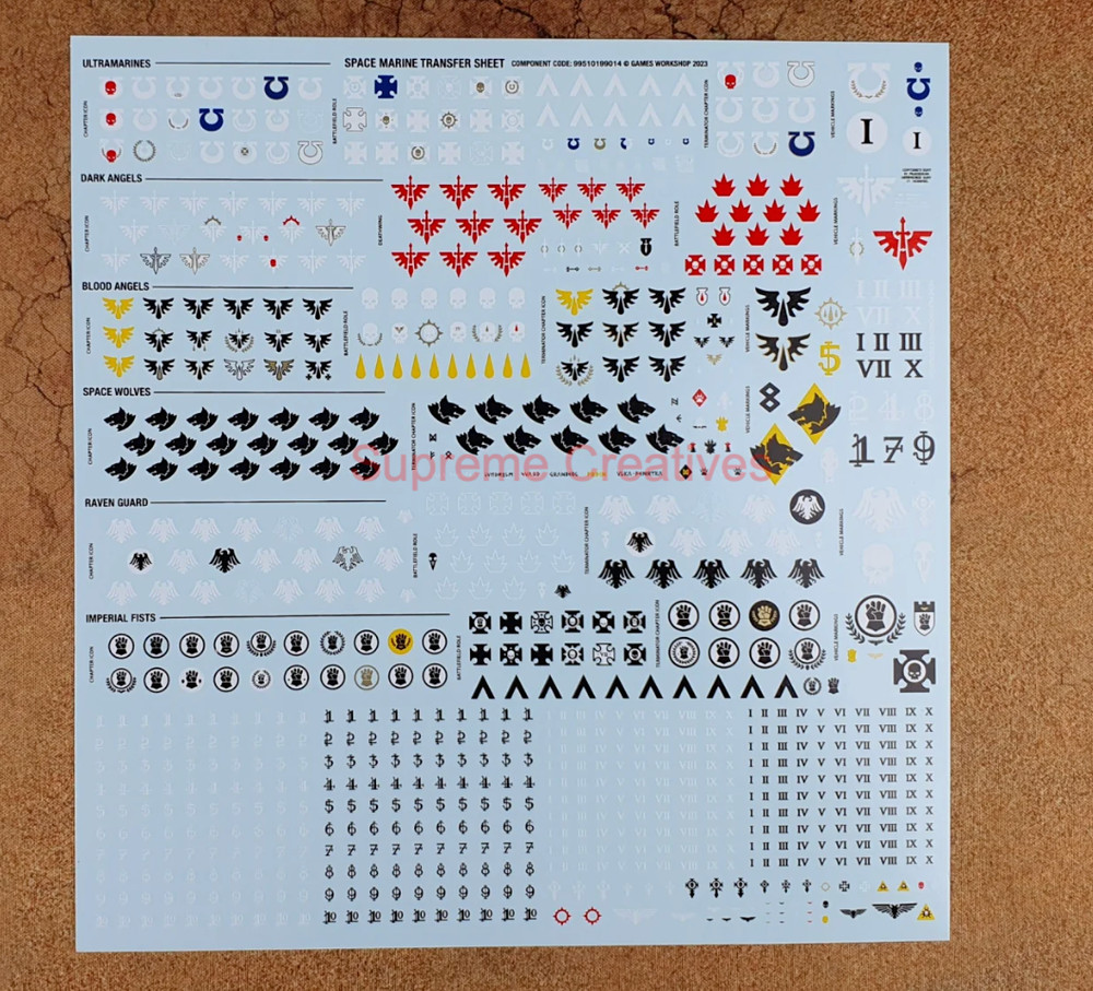 War hammer 40k - Leviathan Space Marine Transfer Sheet