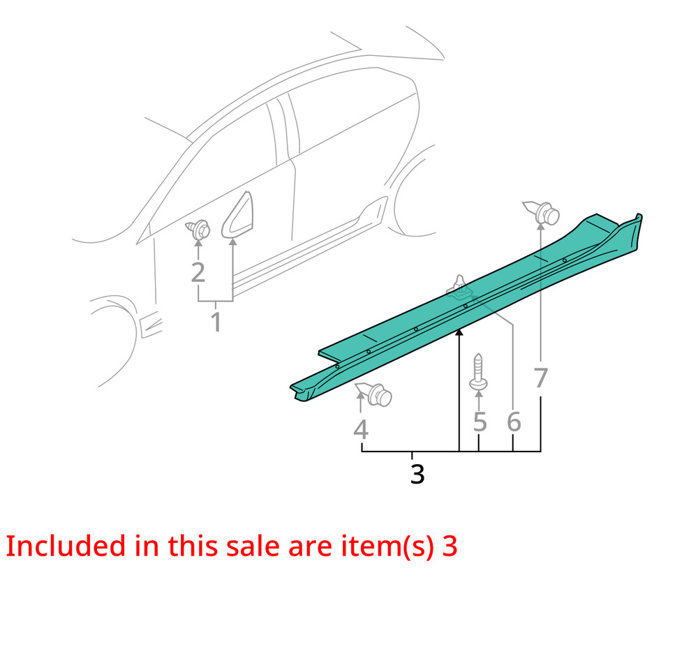 RIGHT WHT ROCKER PANEL MOULDING OEM 2017 MITSUBISHI LANCERMIT 6512A488