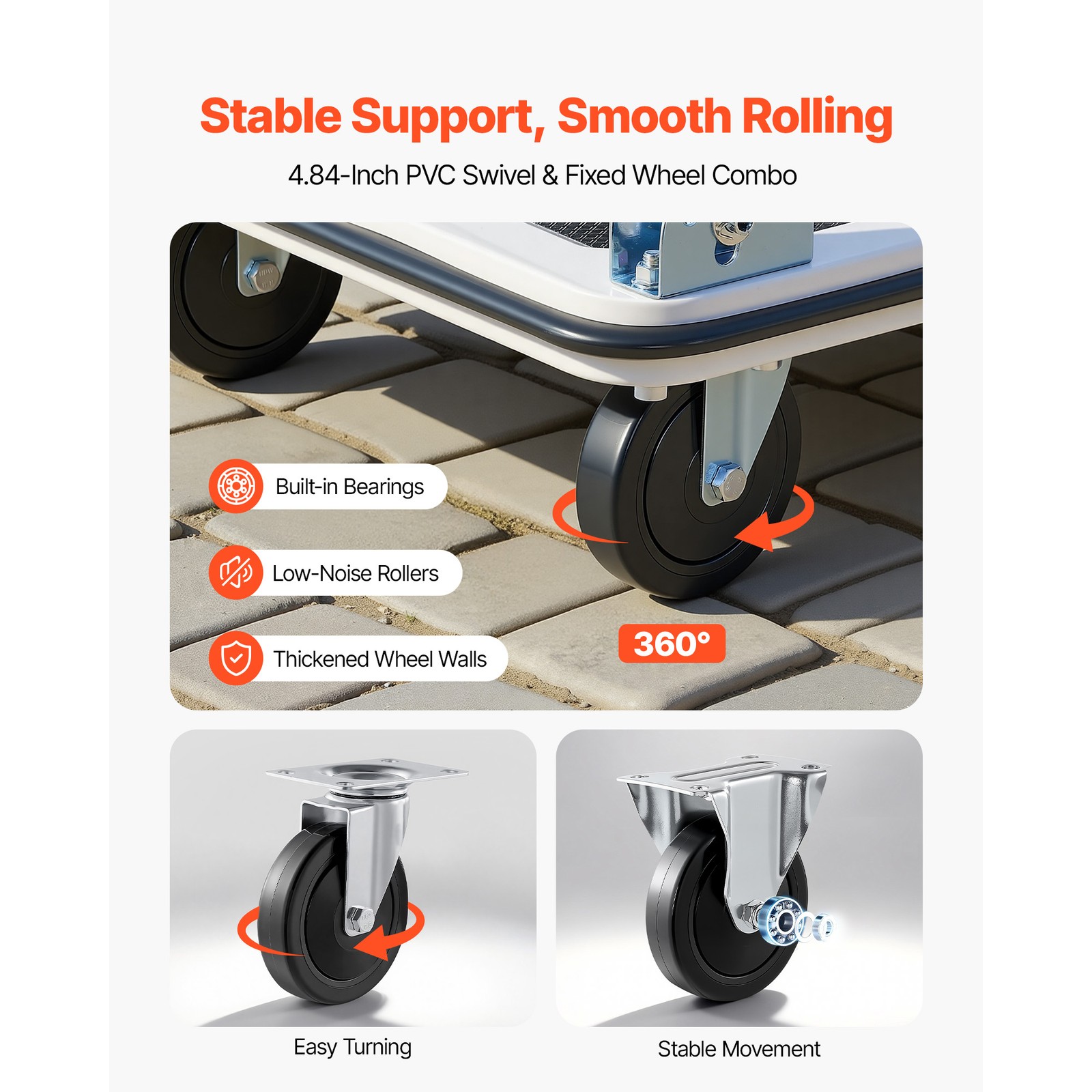 Uimoso Foldable Push Cart Dolly 660 lbs Capacity Folding Hand Truck with Wheels