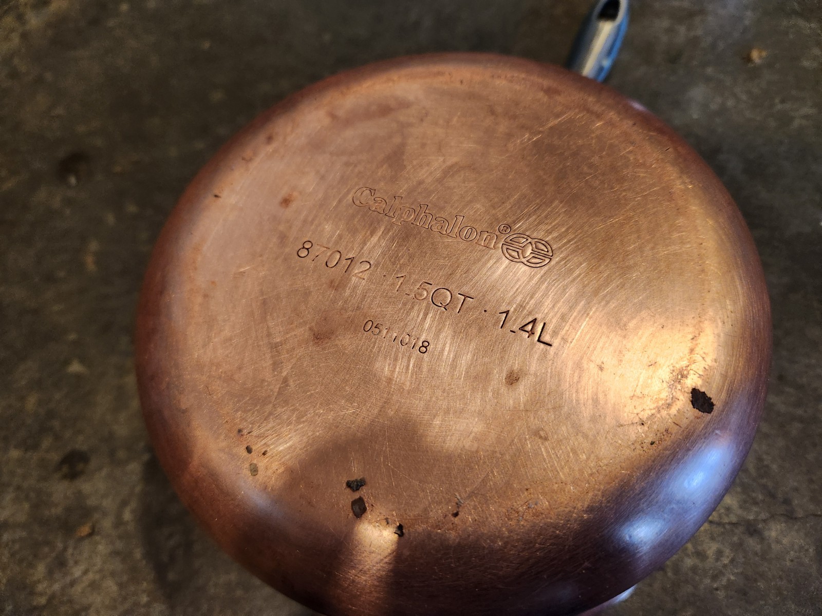 Calphalon 1.5 & 2.5 qt Copper & Stainless Steel Saucepan - NO LIDS