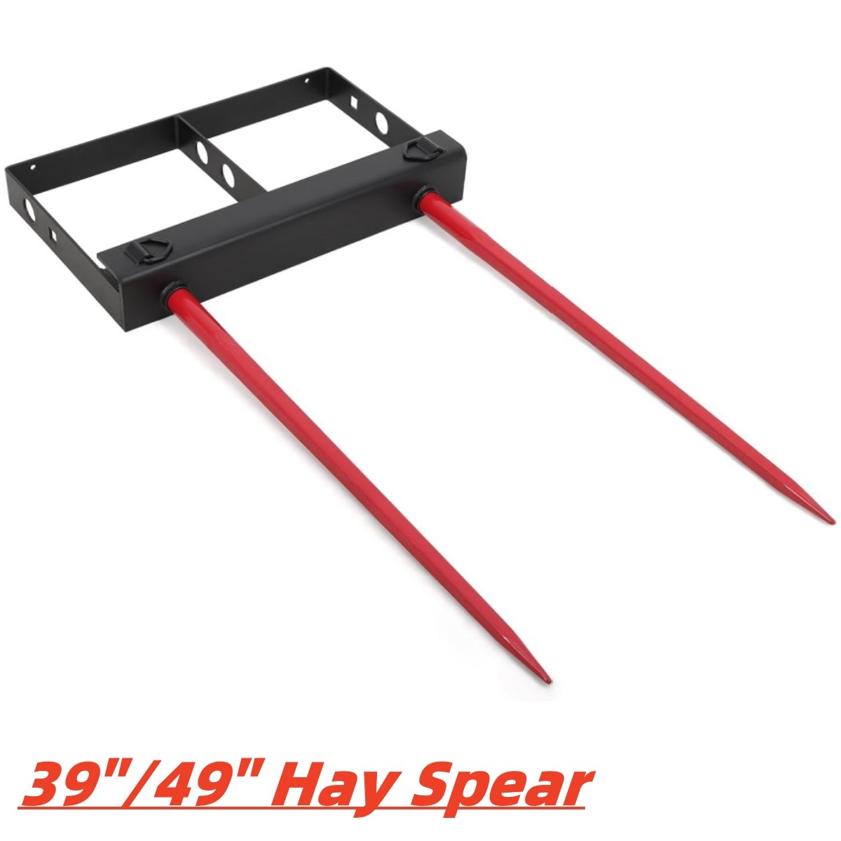 39/49" Hay Spear Bale Spear 4000lb Skid Steer Loader Tractor Bucket Quick Attach