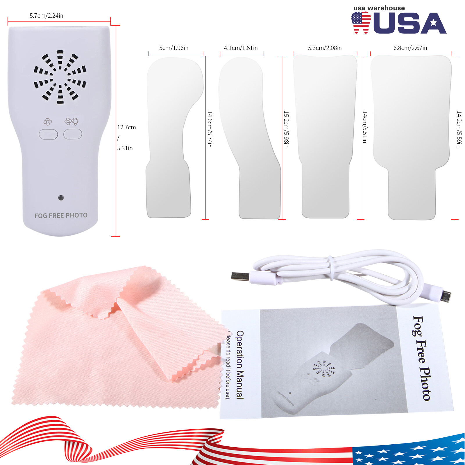 Dental Occlusal Mirror Fog Free LED Intra Oral Photo System 4 Mirrors Anti-Fog